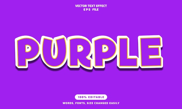Purple words editable 3d text effects template stylish font vector illustration