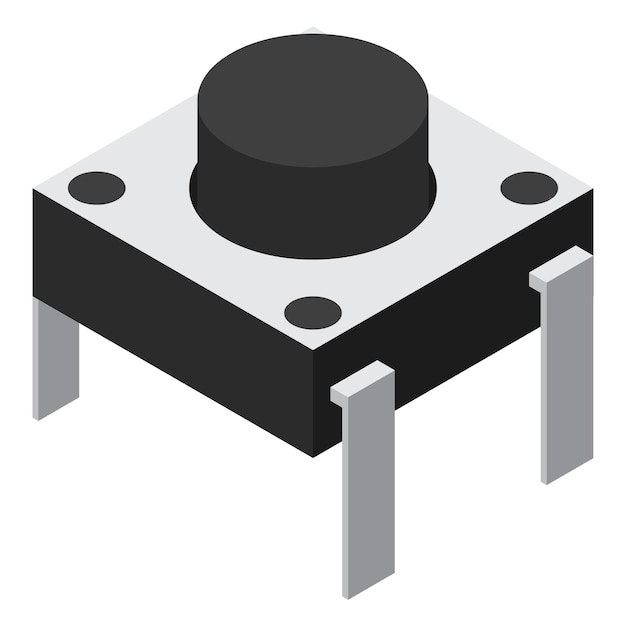 Push button electronic component Push button icon Isometric push button Isometric electronic component Vector illustration