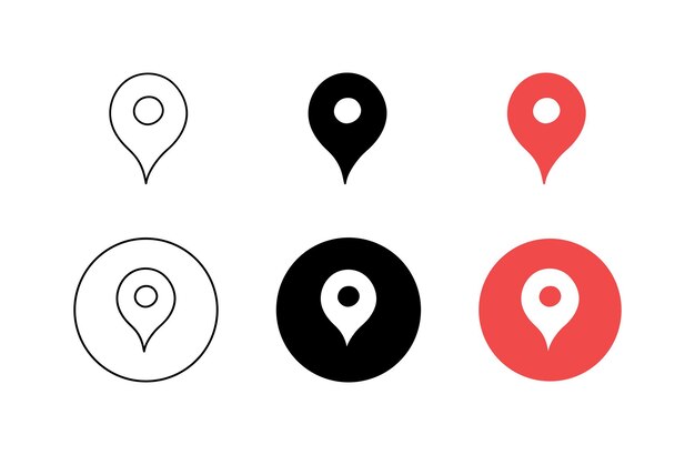 Push location icon set Place position symbol