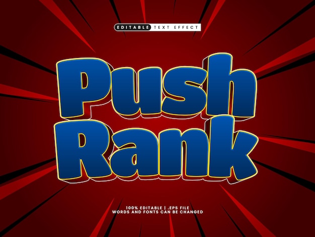 push rank editable text effect in kids and cartoon text style