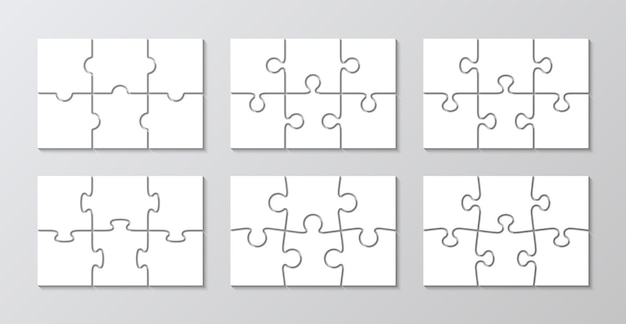 Puzzle infographics with 6 pieces Jigsaw business chain infographic Puzzle grid