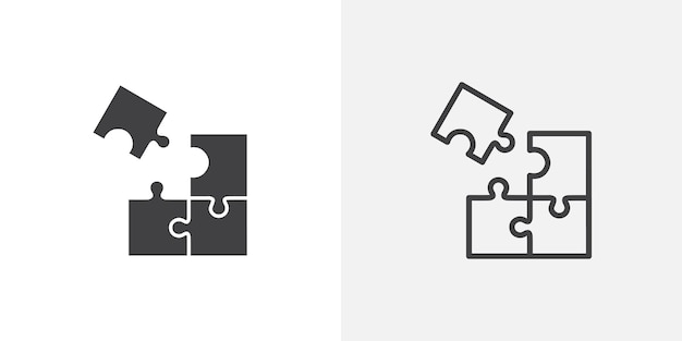 Puzzle thin line icon set