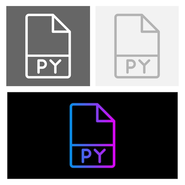 Py document file creative gradient icons for coding and development vector illustration