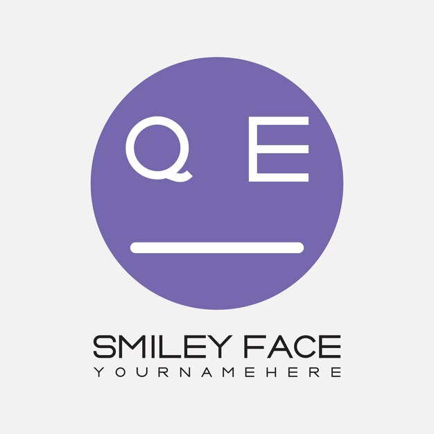 qe initial monogram for smiley face logo with circle style design