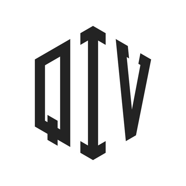 QIV Logo Design Initial Letter QIV Monogram Logo using Hexagon shape
