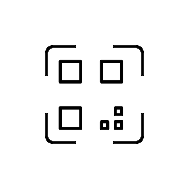 Qr code icon set scan qrcode pictogram in black filled and outlined style