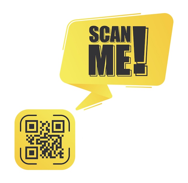 qr code scan me in speech bubble scan me concept icon