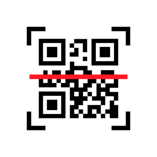 QR code scanning. Scan me. Read bar code, mobility, generating app, coding. Icon recognition or reading qr code in flat style.
