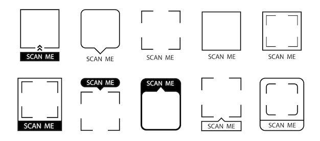 QR code set Scan Me Scan qr code icon Template of frames for QR code with text scan me Vector illustration