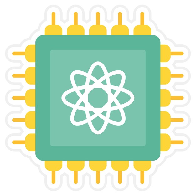 Quantum Computer Flat Illustration