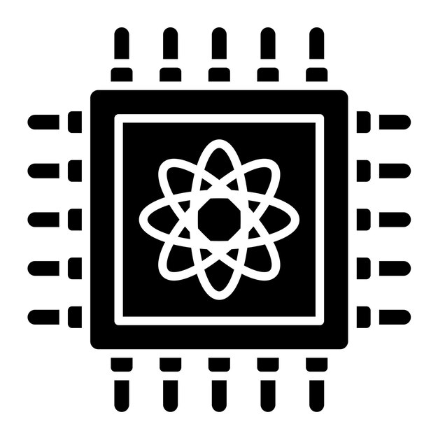 Quantum Computer Glyph Solid Black Illustration