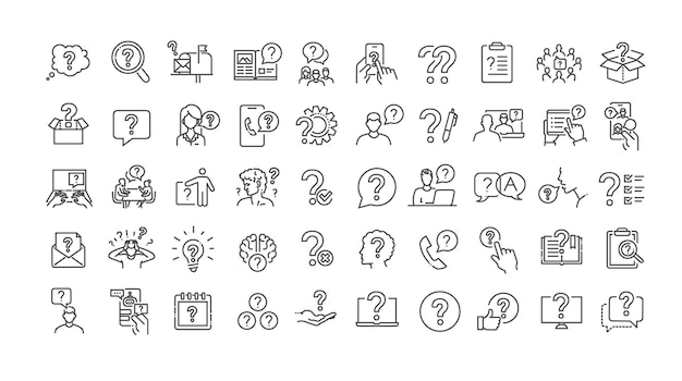 Question line icon set problem confusion asking and questioning question mark