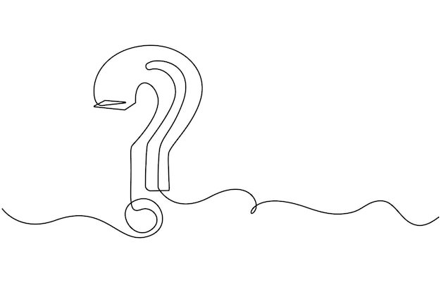 Question Mark continuous line one line drawing isolated vector illustration
