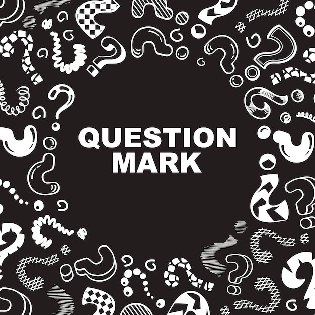 Question marks decorative round shape background with question marks and empty hole place with your personal text Vector template for print design projects