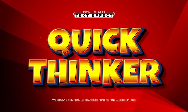quick thinker editable text effect with a kids and fun text style