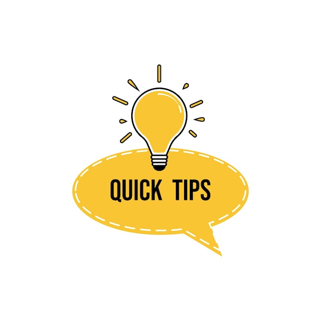 Quick tips with lightbulb helpful tricks vector logos emblems and banners vector set isolated Helpful idea solution and trick illustration