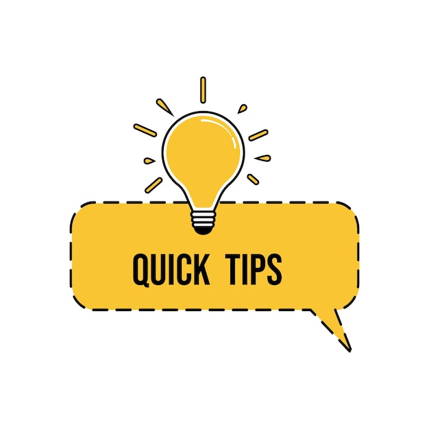 Quick tips with lightbulb helpful tricks vector logos emblems and banners vector set isolated Helpful idea solution and trick illustration