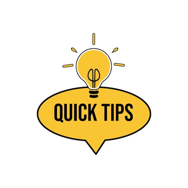 Quick tips with lightbulb helpful tricks vector logos emblems and banners vector set isolated Helpful idea solution and trick illustration