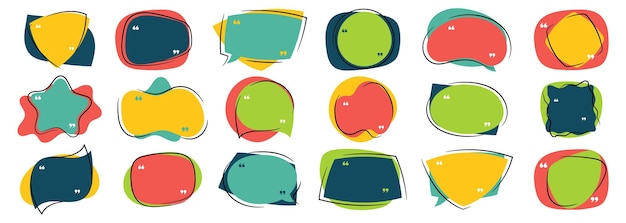 Quote banner frames collection Set of different speech bubble quote in a flat design