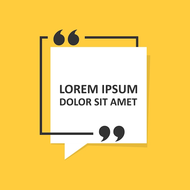 Quote frame blank template icon in flat style Empty speech bubble vector illustration on isolated background Textbox sign business concept
