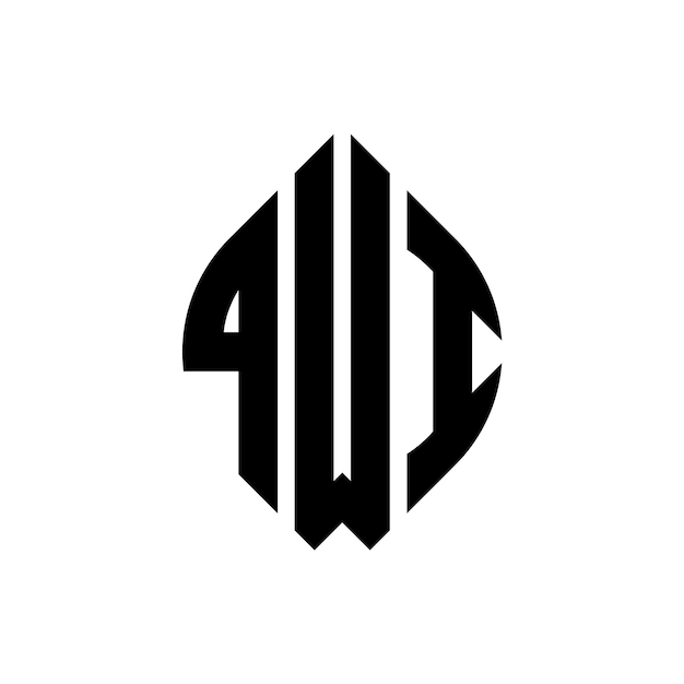 QWI circle letter logo design with circle and ellipse shape QWI ellipse letters with typographic style The three initials form a circle logo QWI Circle Emblem Abstract Monogram Letter Mark Vector