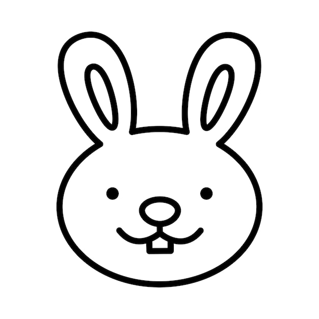 Rabbit face hare muzzle Doodle style Hand drawn character Animal head illustration