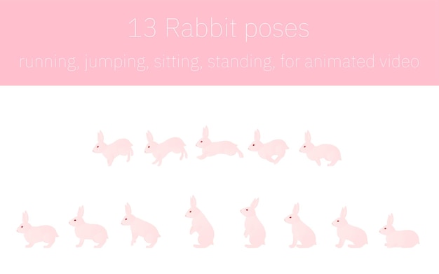 Rabbit movements for animation running and jumping and standing up
