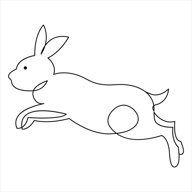 Rabbit pet animal continuous one line art drawing free hand sketch outline vector minimalist