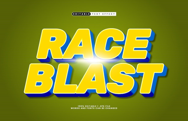 race blast editable text effect with a race and game text style
