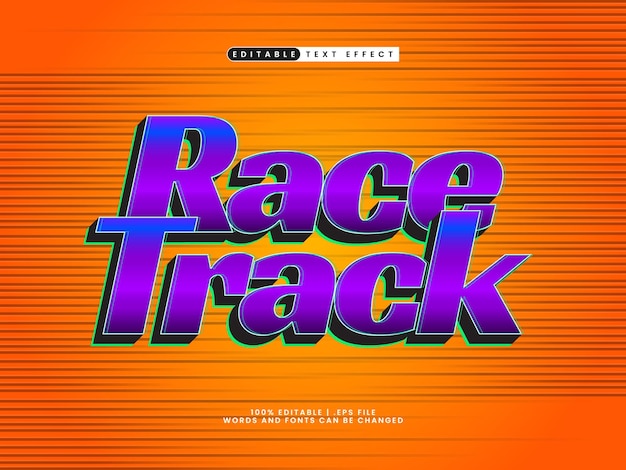 race track editable text effect in game and kids text style