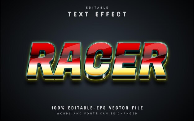 Racer text, 3d editable text effect