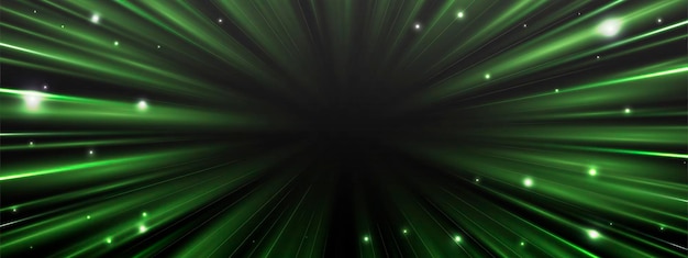 Radial speed rays light neon flow zoom in motion effect green glow speed lines