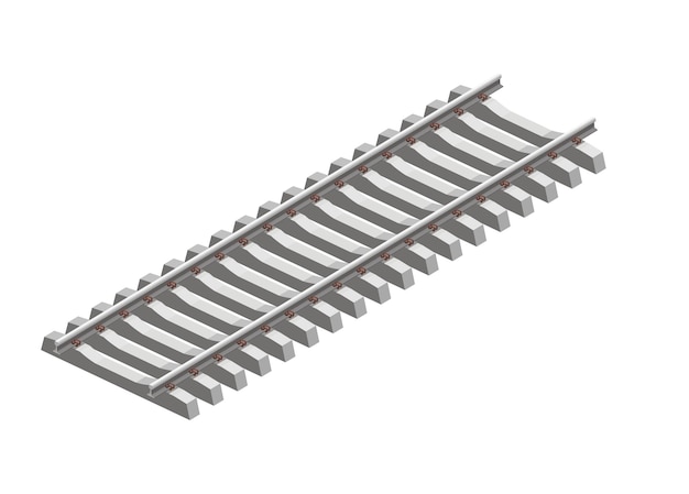 Railroad track in isometric view Simple flat illustration