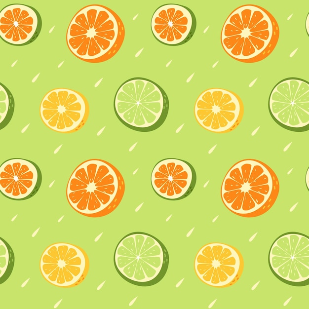 Rain of citrus fruit pattern Lemon Orange Hand drawn illustration Repeat background for wallpaper
