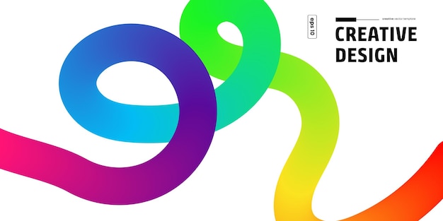 Rainbow Abstract Curves Colorful Swirls Creative Vector Design Template