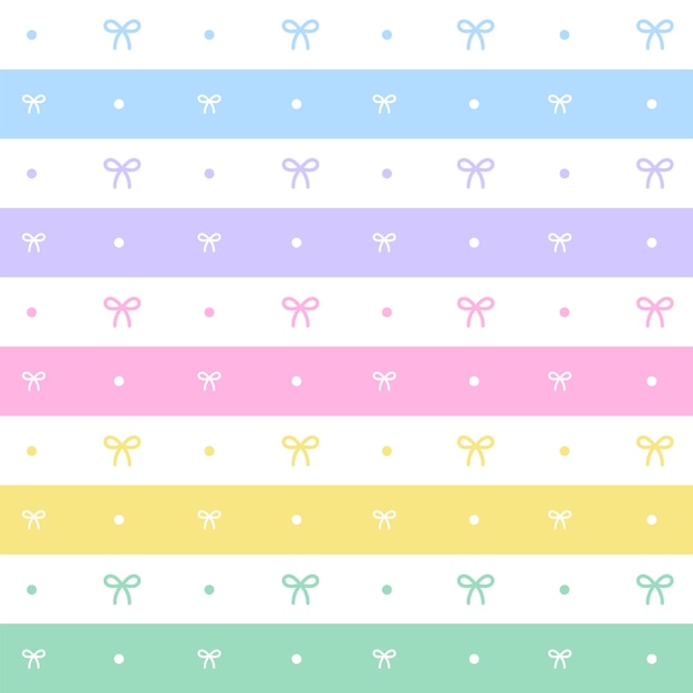rainbow pastel ribbon bow present gift box horizontal line stripe dash line circle seamless pattern