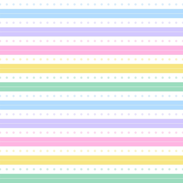 rainbow pastel stripe horizontal line dot dash line circle seamless pattern vector illustration