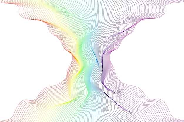 Rainbow vertical transparent smoke wave on white background design element