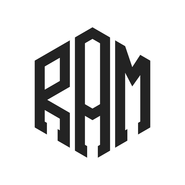 RAM Logo Design Initial Letter RAM Monogram Logo using Hexagon shape