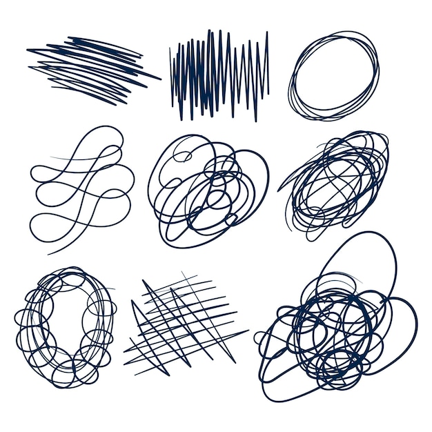 Rand Hand Drawn Scribble set Vector Scribble drawing doodle set