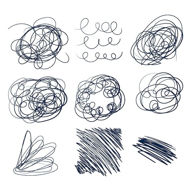 Random Scribbles Set Hand Drawn Scribbles Doodle Vector Set