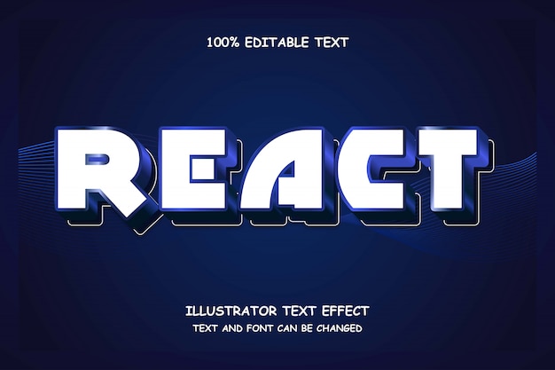 React,3d editable text effect dark blue modern futurist style