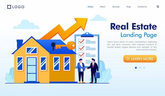 Real estate landing page website illustration vector