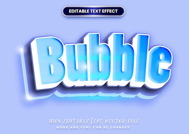 realistic 3d bubble cartoon editable text effect