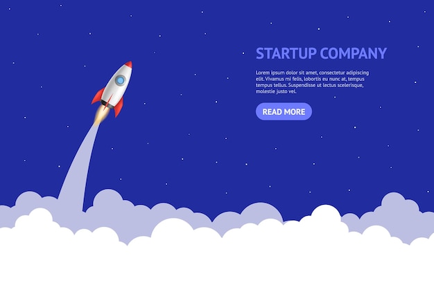 Realistic 3d Detailed Rocket Space Ship Card Vector