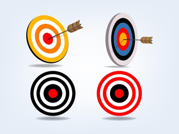 realistic archery target icon sign and symbol shooting target with arrow reaching the goal concept