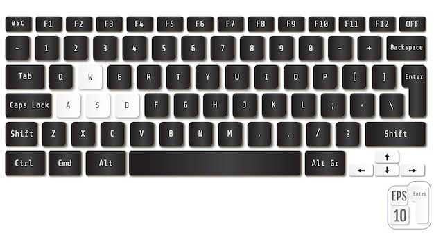 Realistic Computer keyboard Modern designVector illustration of laptop keyboard