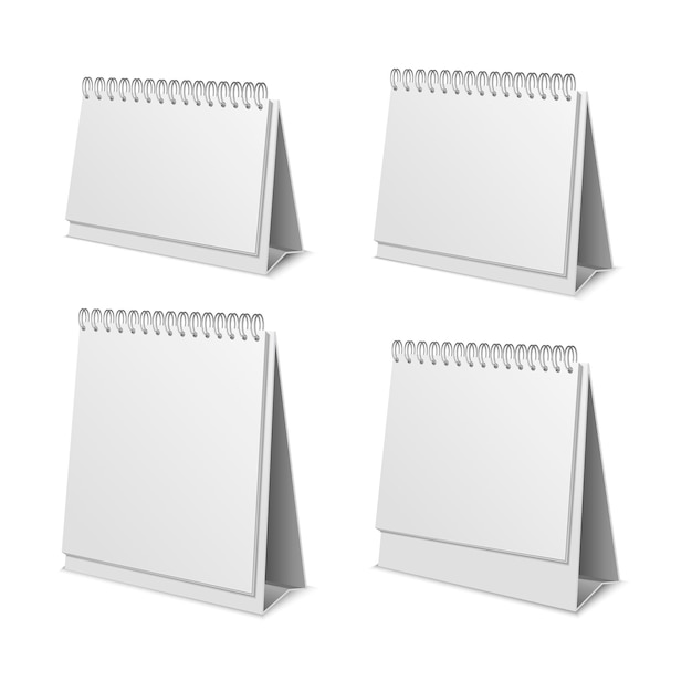 Realistic Detailed 3d Paper Calendar Blank Set Vector