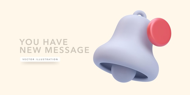 Realistic gray bell notifies you of events Vector illustration