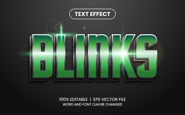 Realistic green blink glow sparkle editable text effect template